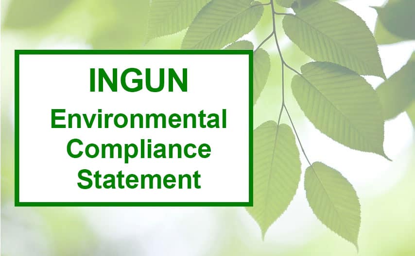 INGUN environmental compliance statement with green leaves in the backgroud