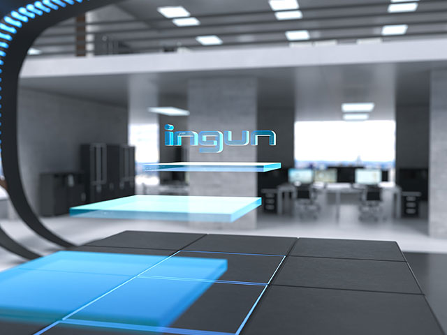 Imaginary staircase as a path to success with INGUN logo at the top