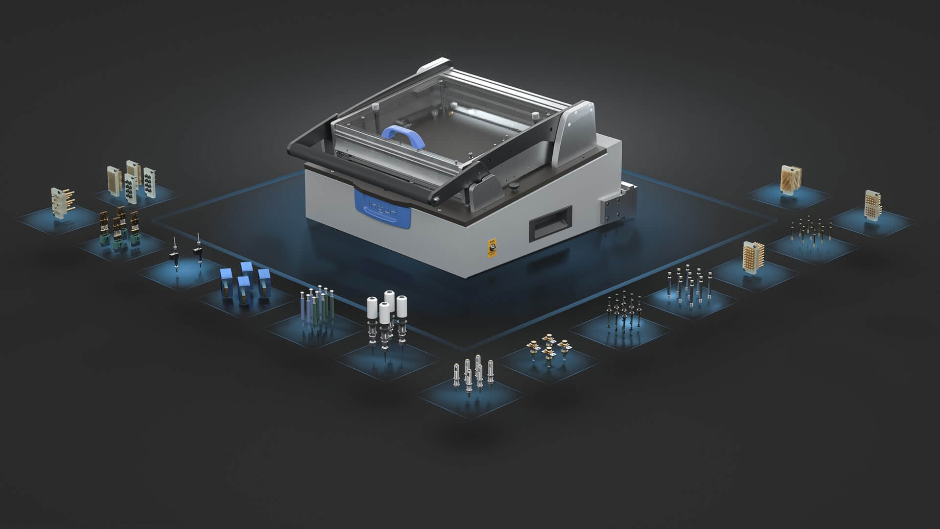 Manual test fixture with a variety of test probes 
