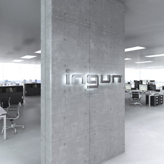 INGUN logo on gray column