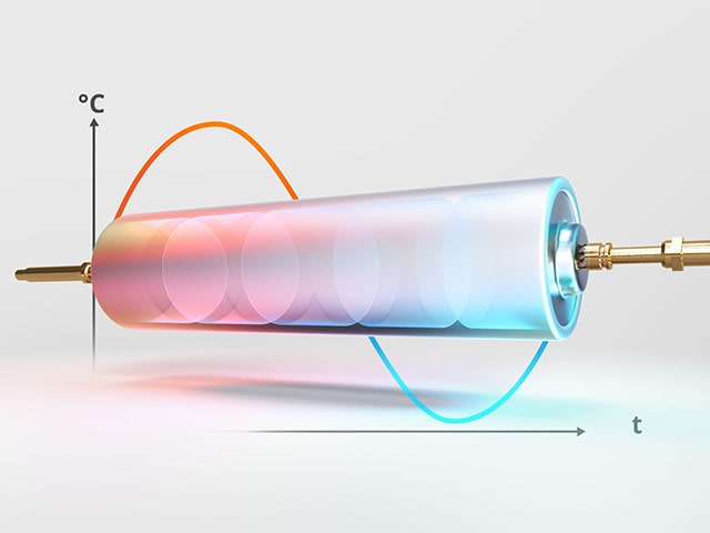 3D image of contacting and proofing temprature of a  battery-cell