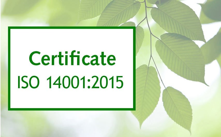 Certificate ISO 14001:2015 EN