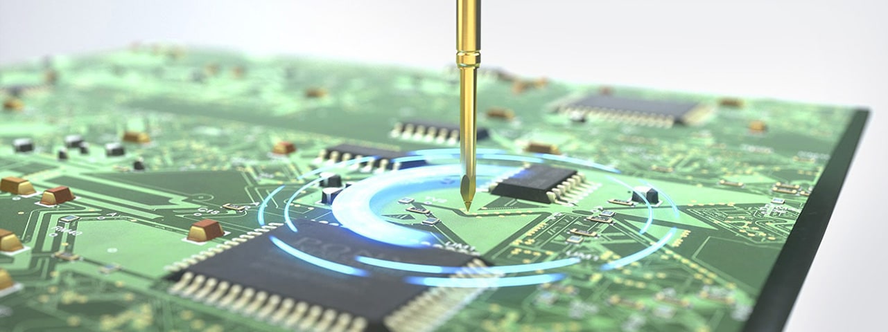 Application of a test probe as a contacting solution for a printed circuit board