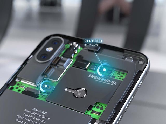 Rear view of the inside of a smartphone with visible internal INGUN technology