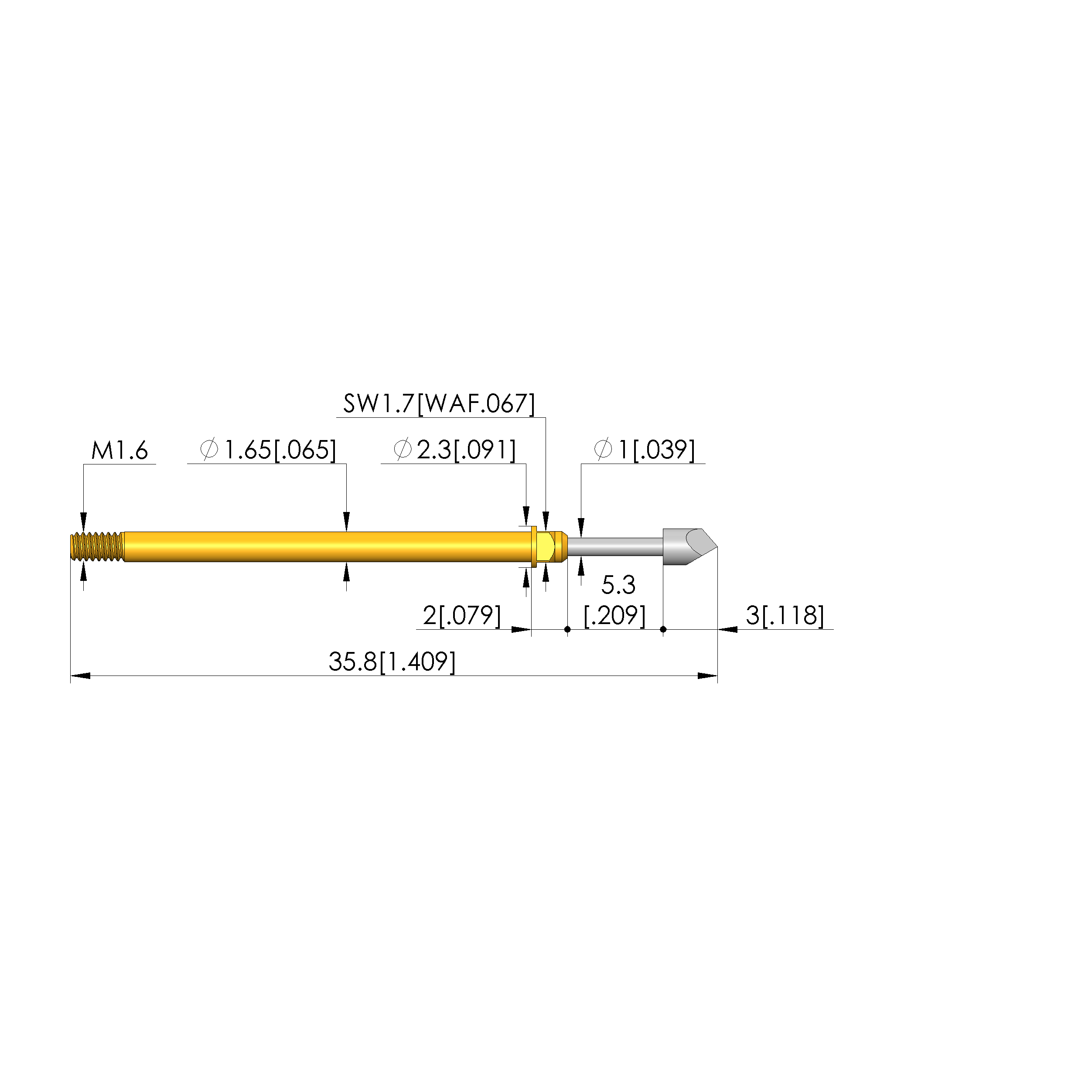 Spring-loaded test probe GKS-112 207 200 R 3002 MC Item | INGUN