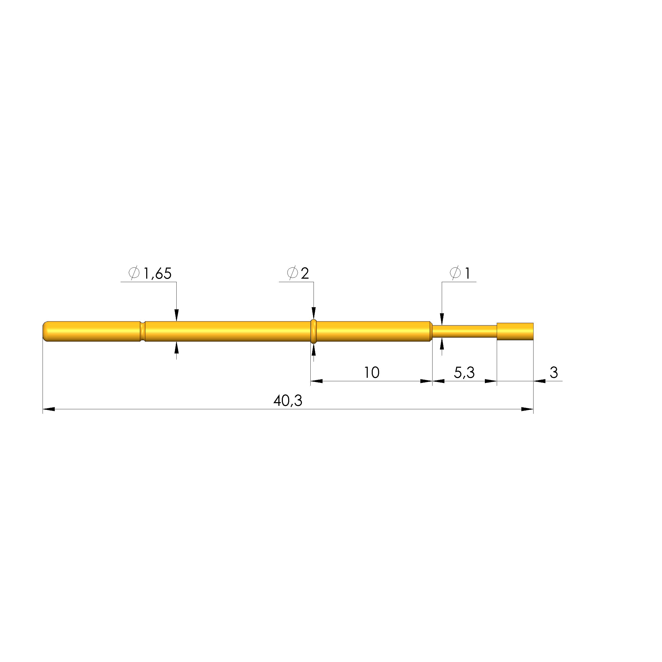 Spring-loaded test probe GKS-112 303 140 A 3010 C Item | INGUN