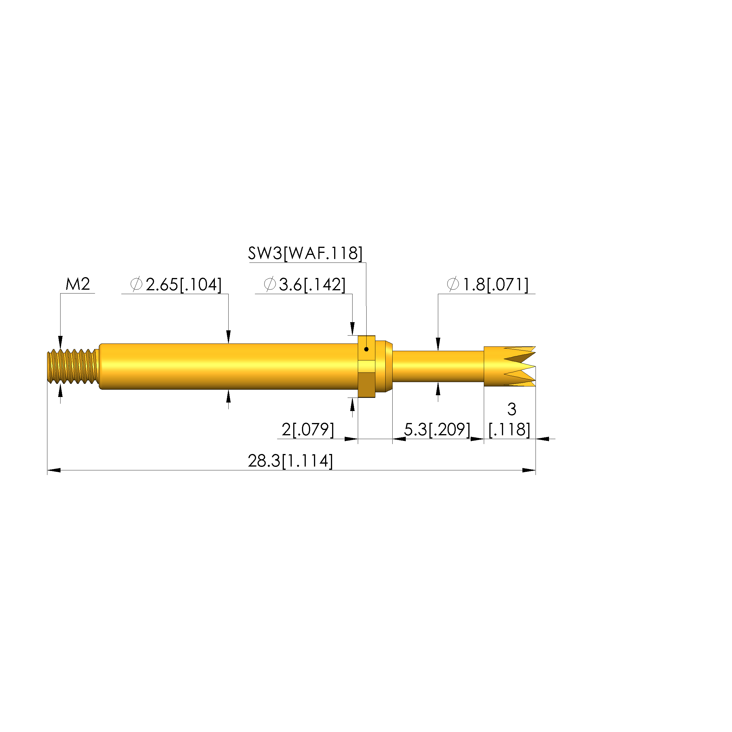 Spring-loaded test probe GKS-113 288 230 A 2202 M Item | INGUN